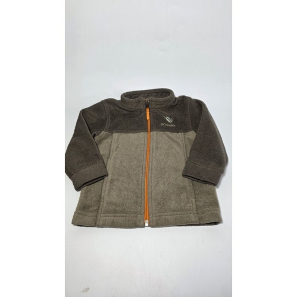 12-18m Baby Boy Toddler Brown/Green Columbia Orange Zipper Zip Up Fleece Jacket